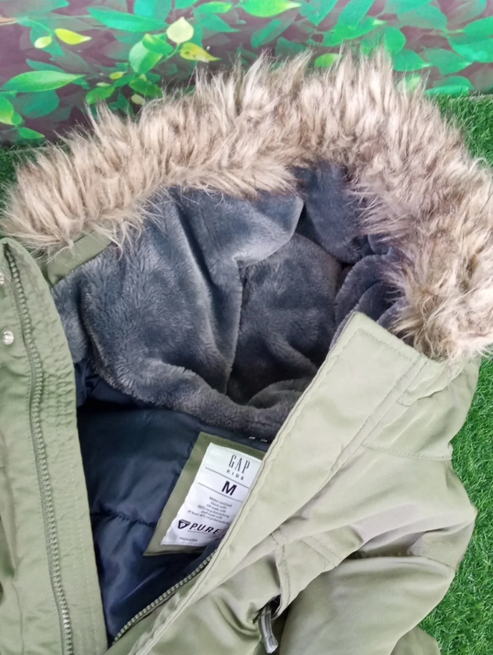 🛝 GAP Kids Olive Green Jacket with Navy Lining